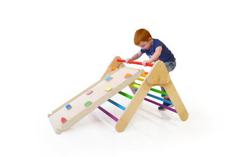 Plywood climbing triangle with sliding/climbing ramp