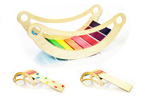 Plywood rainbow climbing arch, rocker